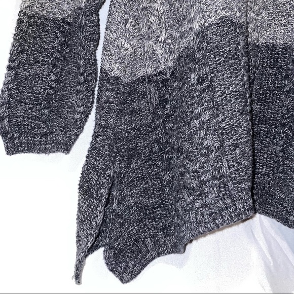 Jeanne Pierre Sweater Cable Knit Crewneck Gradient Color Block Chunky Long Top - Picture 2 of 4